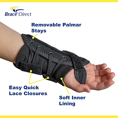 Brace Direct Kid’s Lace-Up Wrist Brace for Wrist Immobilization, Sprains & Strains, Carpal Tunnel Syndrome, & De Quervain’s Syndrome - Pediatric Sizes Offered in Left or Right Wrist