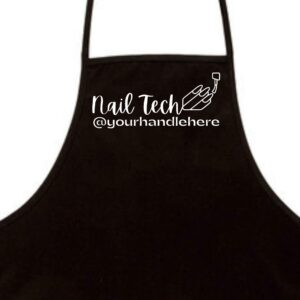 nail tech apron ~ 2 pocket ~ glitter vinyl customization ~ nail salon apron ~ nail tech smock ~ nail stylist gift ~ nail tech gift