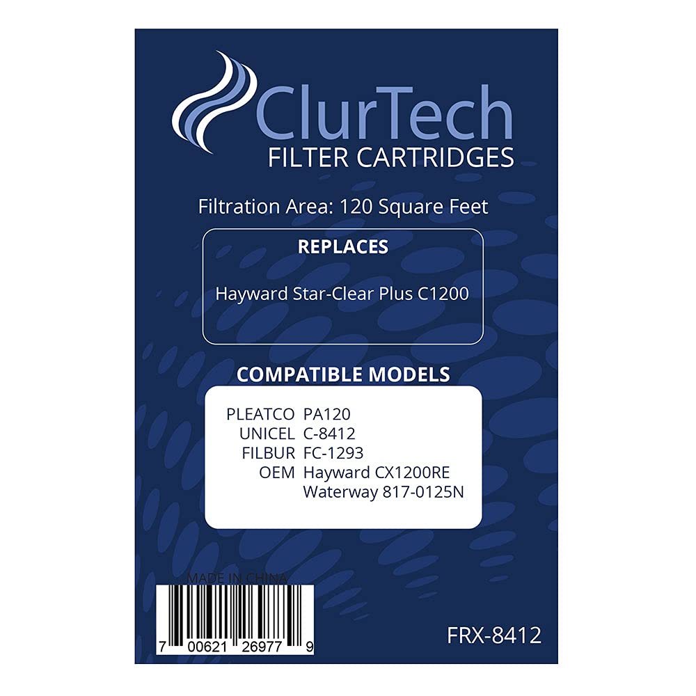 ClurTech FRX-8412 Hayward Star-Clear Plus C1200 PA120 C-8412 FC-1293 CX1200RE WW 817-0125N Replacement Pool or Spa Filter Cartridge, Pack of 1, White