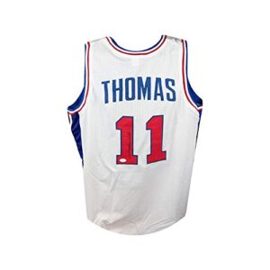 isiah thomas autographed detroit custom white basketball jersey - jsa coa