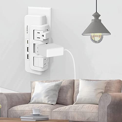 Surge Protector Outlet, Multi Outlet Wall Plug with USB C Ports, 540J, Surge Protector Wall Tap for College, Dorm, Travel, White