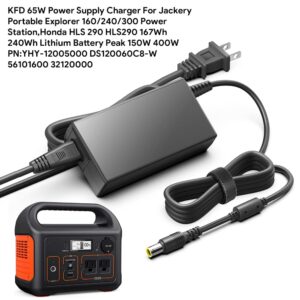 KFD 65W Power Supply Charger for Jackery Portable Explorer 160/240/E160/E240 Power Station,Honda HLS 290 167Wh 240Wh Lithium Battery Peak 150W 400W PN: YHY-12005000 DS120060C8-W 56101600 32120000