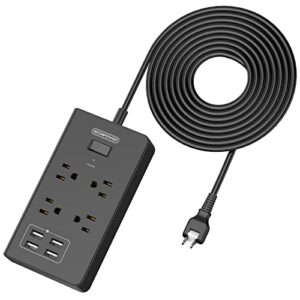 2 Prong Power Strip with Flat Rotating Plug, NTONPOWER 10ft Extension Cord Surge Protector, 4 Outlets 4 USB, 2 Prong to 3 Prong Outlet Adapter, 1700 Joules, Overload Protection for Non-Grounded Outlet