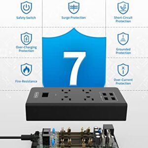 2 Prong Power Strip with Flat Rotating Plug, NTONPOWER 10ft Extension Cord Surge Protector, 4 Outlets 4 USB, 2 Prong to 3 Prong Outlet Adapter, 1700 Joules, Overload Protection for Non-Grounded Outlet