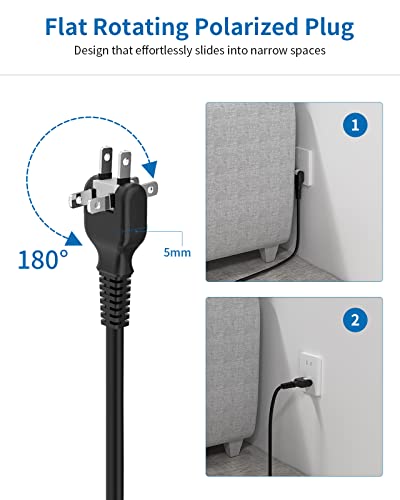 2 Prong Power Strip with Flat Rotating Plug, NTONPOWER 10ft Extension Cord Surge Protector, 4 Outlets 4 USB, 2 Prong to 3 Prong Outlet Adapter, 1700 Joules, Overload Protection for Non-Grounded Outlet