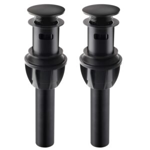 2 pack pop up drain stopper with overflow, push button sink drain for bathroom sink vessel sink vanity sink, pop up sink drain bathroom sink drain, push sink stopper oil rubbed bronze