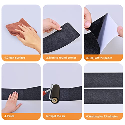 Qingluan Anti Slip Tape Grip Tread Tape Waterproof 4 inch x 16 ft Heavy Duty Abrasive Adhesive Black Tape for Outdoor/Indoor Stairs Steps Floor Ramps