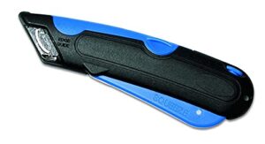 veltec self-retracting blade safety cutter, left and right edge guide, 3 depth setting, preloaded with 3 blades - black/blue (vc900)