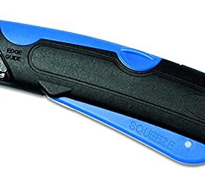 Veltec Self-Retracting Blade Safety Cutter, Left and Right Edge Guide, 3 Depth Setting, Preloaded with 3 Blades - Black/Blue (VC900)