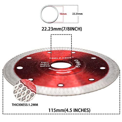 TOOLEAGUE Diamond Saw Blade, 4-1/2 inch Super Thin Tile Blade, Diamond Cutting Wheel for Cutting Porcelain Tile Granite Marbles, 10 Pcs