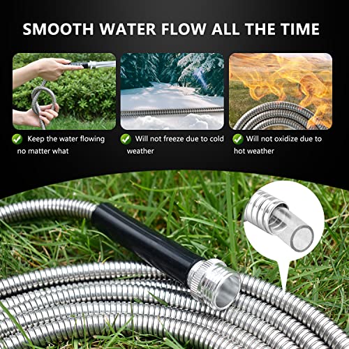 Metal Short Garden Hose 6 ft, 8 ft, 12 ft Flexible Stainless Steel 15 ft, 30 ft, 50 ft Heavy Duty Flexible Water Hose (6FT)