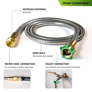 Metal Short Garden Hose 6 ft, 8 ft, 12 ft Flexible Stainless Steel 15 ft, 30 ft, 50 ft Heavy Duty Flexible Water Hose (6FT)