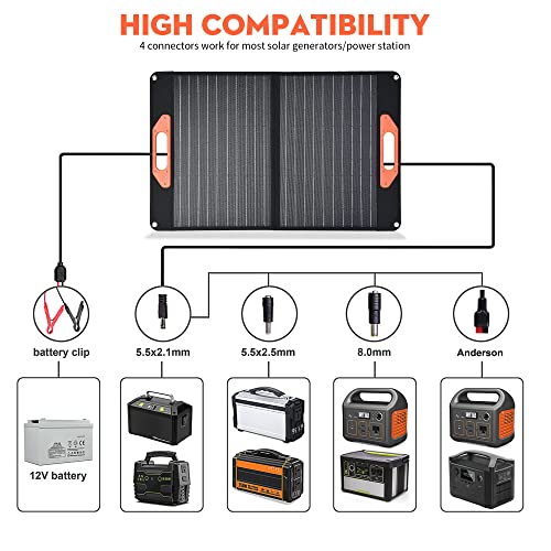 OYSTADE 100W Portable Solar Panel, Foldable Solar Charger with 2xUSB+DC Outputs, Compatible with Generators Power Station for Camping RV Travel Off-Grid Home Black