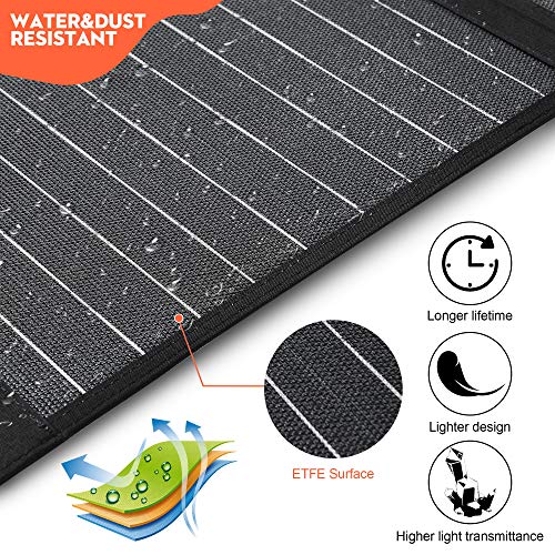 OYSTADE 100W Portable Solar Panel, Foldable Solar Charger with 2xUSB+DC Outputs, Compatible with Generators Power Station for Camping RV Travel Off-Grid Home Black