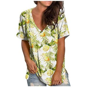 bravetoshop womens v neck t shirts short sleeve loose printed tunic casual plus size basic tees tops (multicolor,xxl)