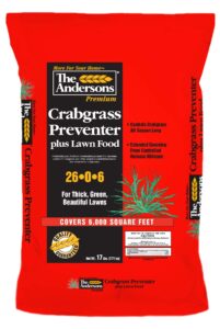 the andersons premium crabgrass preventer plus fertilizer 26-0-6 with dimension - covers up to 6,000 sq ft (17 lb)