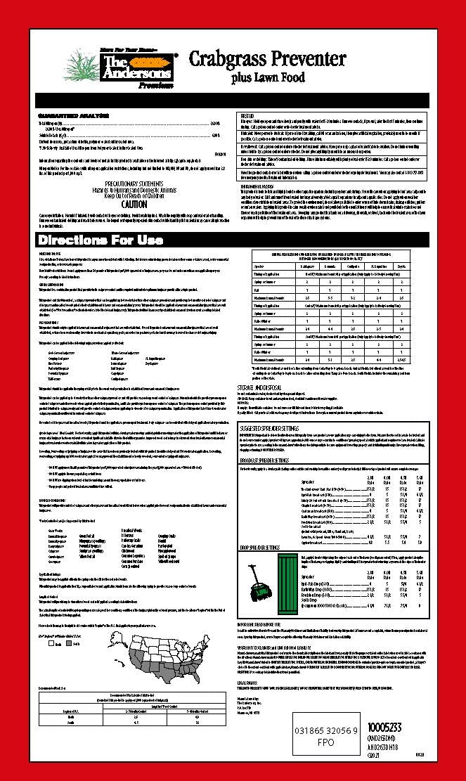 The Andersons Premium Crabgrass Preventer Plus Fertilizer 26-0-6 with Dimension - Covers up to 6,000 sq ft (17 lb)