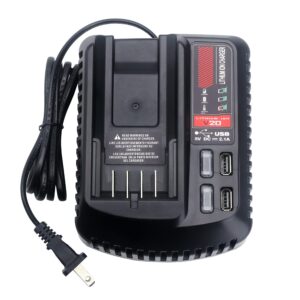 qbmel 20v battery charger replacement for craftsman v20 lithium ion 20volts battery cmcb104 cmcb202 cmcb201 cmcb209 cmcb205 cmcb100 cmcb102 cmcb101 with usb port(only for 20v,not for 19.2v)