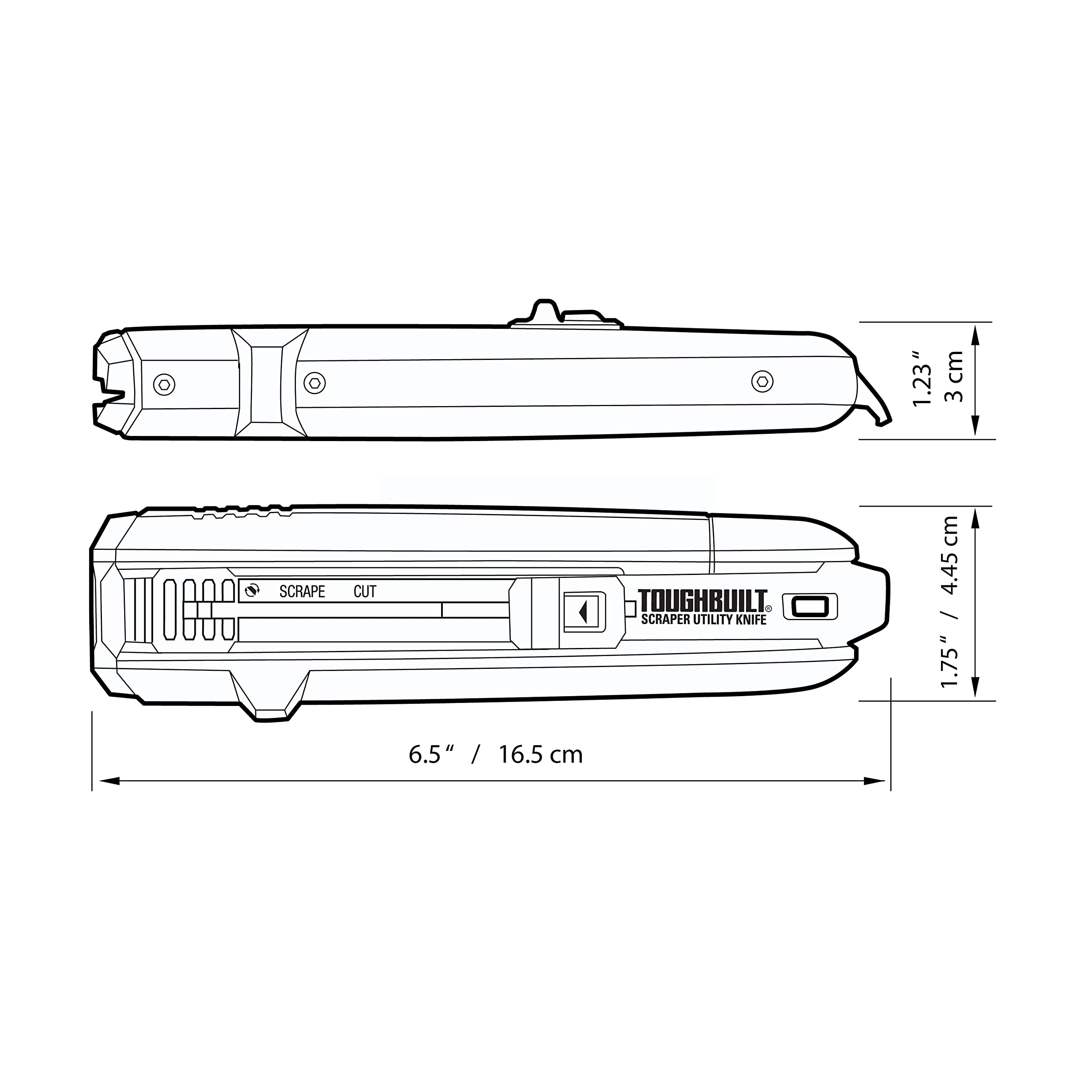 ToughBuilt - Scraper Utility Knife + 5 Blades - (TB-H4S5-01)