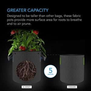 5-Pack 5 Gallon Heavy Duty Aeration Fabric Pots with Rings - For Low Stress Plant Training