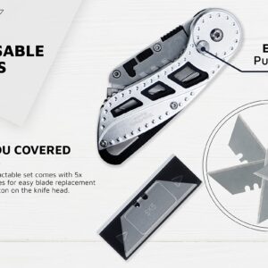 Folding Utility Knife Stainless Steel Holster Nylon Pouch Belt Clip Box Cutter Knife Carry Case Utility Knife & Clip Navaja De Trabajo Roofing Cuchilla de Bolsillo