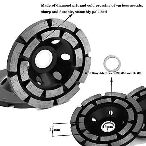 OKVEQUIP 2PACK 4Inch Diamond Cup Grinding Wheel Concrete Sanding Discs 12 Segments Heavy Duty Angle Grinder Wheels forGrinder Polishing Masonry Angle Grinding(Black and RED)