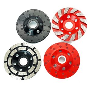 OKVEQUIP 2PACK 4Inch Diamond Cup Grinding Wheel Concrete Sanding Discs 12 Segments Heavy Duty Angle Grinder Wheels forGrinder Polishing Masonry Angle Grinding(Black and RED)