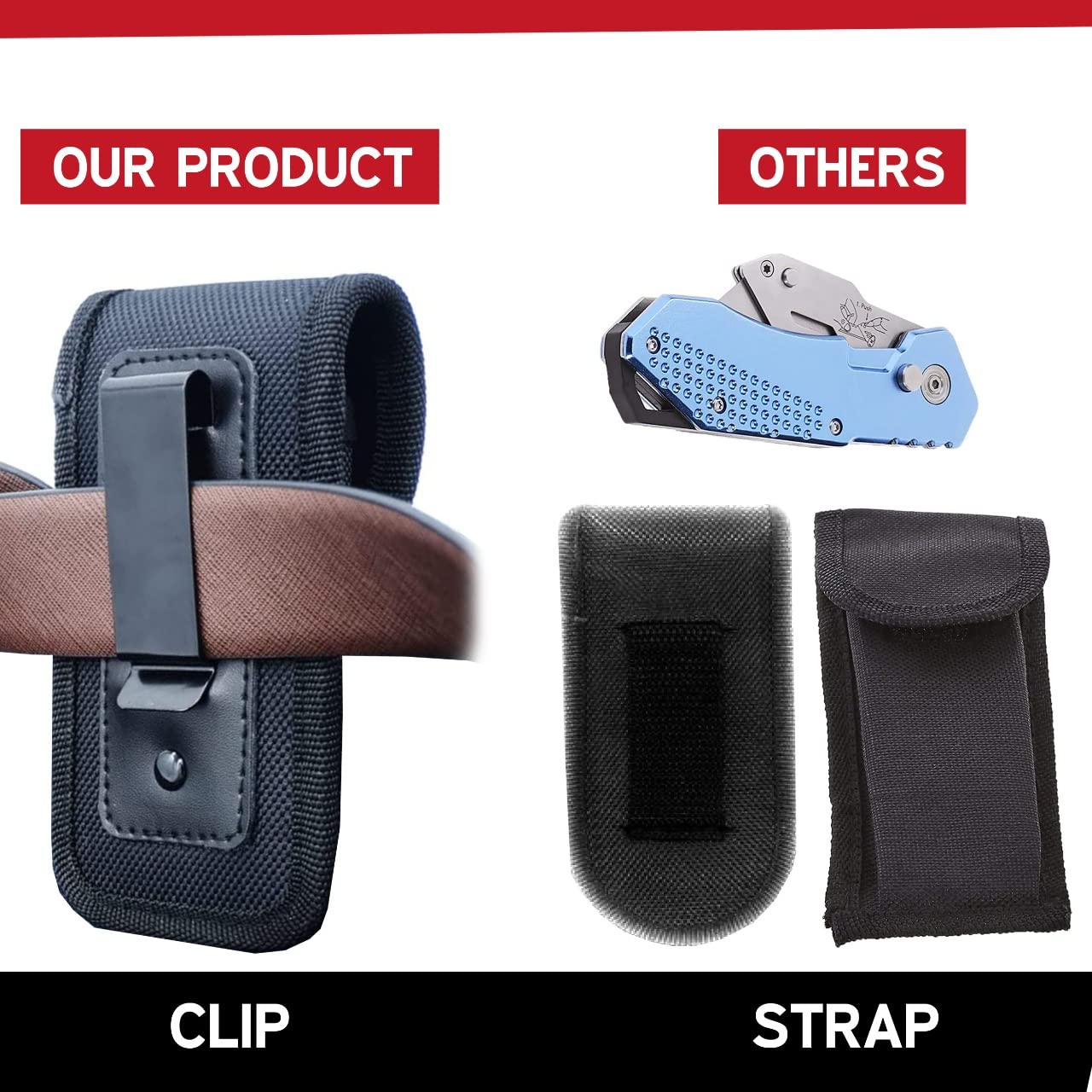 Folding Utility Knife Stainless Steel Holster Nylon Pouch Belt Clip Box Cutter Knife Carry Case Utility Knife & Clip Navaja De Trabajo Roofing Cuchilla de Bolsillo