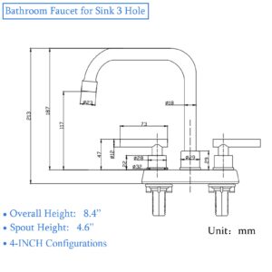 Zexzen 2 Handle Bathroom Faucet Black and Gold, 4 Inch Centerset Bathroom Sink Faucet with Pop Up Drain, Bathroom Faucet 3 Hole with Two Water Supply Lines (Brushed Gold and Black)