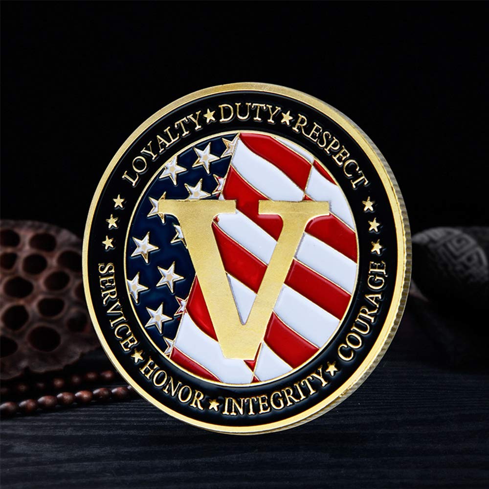 bestkai 2Pcs United States Army Veterans Military Challenge Coin Collection Army Gift Badge Commemorative Coins, Gold, 1.57inchX1.57inch