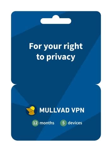 Mullvad VPN | 12 Months for 5 Devices | Protect Your Privacy with Easy-To-Use Security VPN Service