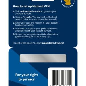 Mullvad VPN | 12 Months for 5 Devices | Protect Your Privacy with Easy-To-Use Security VPN Service