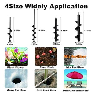 Auger Drill Bit Set for Planting Flower 4pcs Garden Auger Spiral Drill Bit Rapid Planter for Tulip Potted Plants Vegetables Flowers Digging Weeding with Garden Glove and 20pcs Plant Labels (4pcs