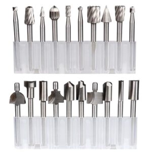 wolfride 20pcs rotary tool router bits 1/8" shank rotary bits for wood carving