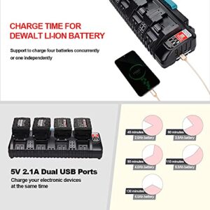 for M18 Battery Charger 4-Ports, WaxPar M18 Rapid Battery Charger 48-59-1804 Compatible with Milwaukee 18V XC Lithium Ion Battery 48-11-1850 48-11-1840 48-11-1815 48-11-1828