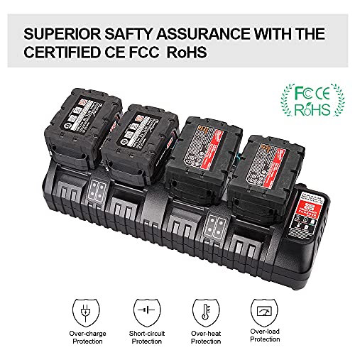 for M18 Battery Charger 4-Ports, WaxPar M18 Rapid Battery Charger 48-59-1804 Compatible with Milwaukee 18V XC Lithium Ion Battery 48-11-1850 48-11-1840 48-11-1815 48-11-1828