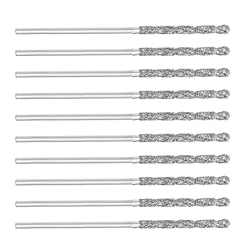 Auniwaig 1mm Diamond Twist Drill Bits High Speed Steel HSS Drill Bits for Glass Jewelry Beach Sea Shells Stone Gemstones Lapidary Ornament Bracelet Necklace Arts Crafts 10 Pcs