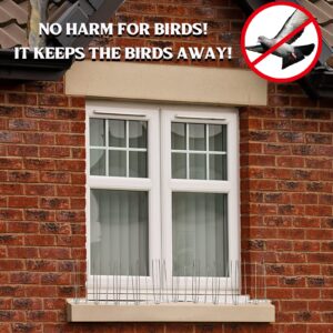 Stainless Steel Bird Spikes Anti Pigeons Deterrent Kit Bird Spikes Anti Climb Security Wall Fence Away from Roof Windowsill Deterrent for Birds Crows and Woodpeckers Easy Setup and Remove (2 Pieces)