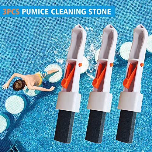 Swimming Pool Stain Remover, Pool Pumice Stone Rust Spot Removal with EZ-Clip Handle for Swimming Pool Spa Cleaning Tool