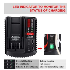 V20 Battery Fast Charger CMCB104, WaxPar CMCB104 Battery Charger Compatible with Craftsman V20 Lithium Battery CMCB204 CMCB202 CMCB201 CMCB209 CMCB205 CMCB100 CMCB101