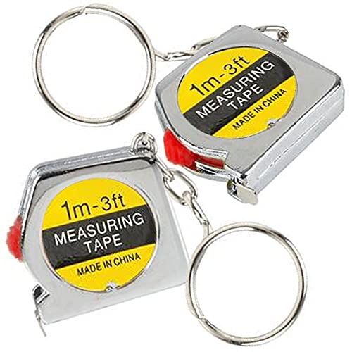 ArtCreativity 1.5 Inch Tape Measure Keychains for Kids, Set of 12, Functional Mini Tape Measures with Stable Slide Lock, Birthday Party Favors, Goody Bag Fillers, Prize for Boys and Girls