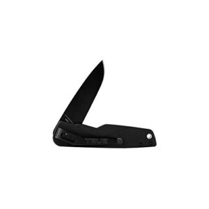 true ball bearing flipper knife sharp and reliable flipper pocket knife with 3" drop point blade, black, one size