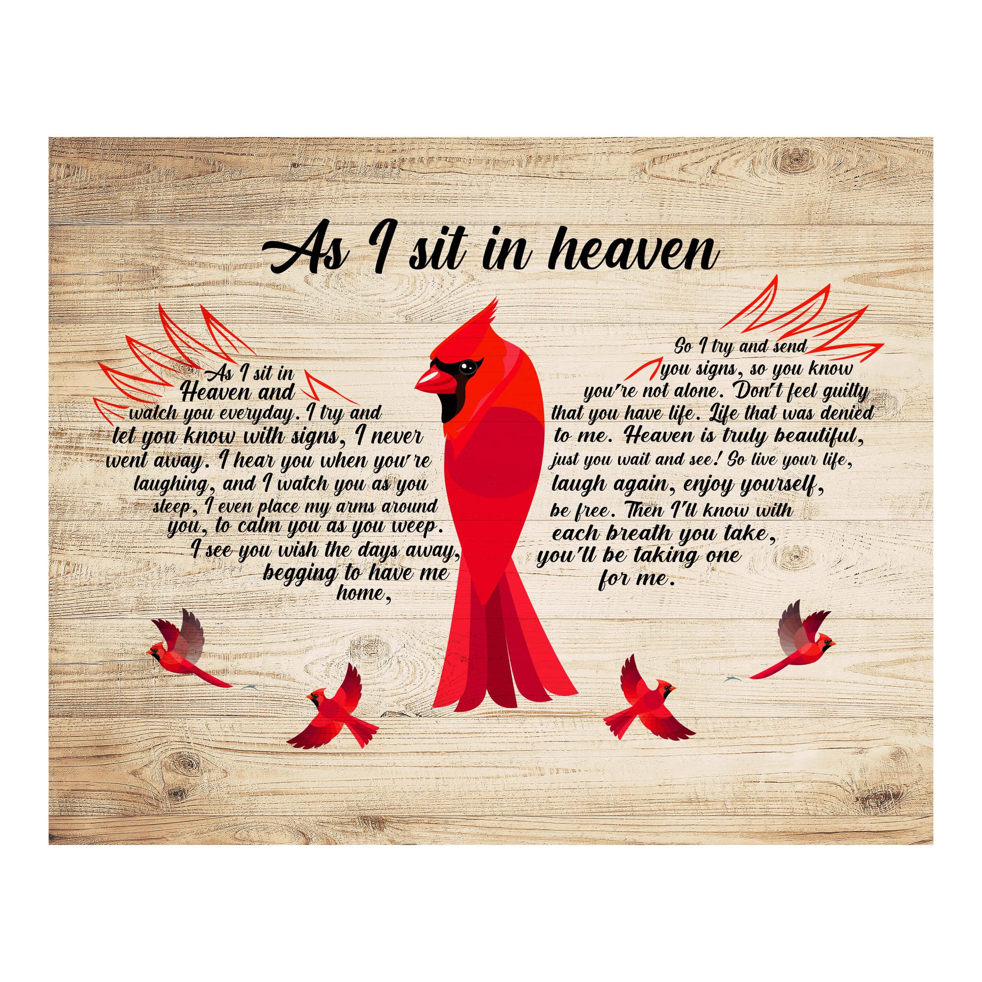 As I Sit In Heaven - Spiritual Wall Art Decor. Inspirational Wood Design Replica, Memorial Word Wall Art Print. Ideal For Home Decor, Office Decor, Bedroom Decor & Christian Decor. Unframed - 8x10"