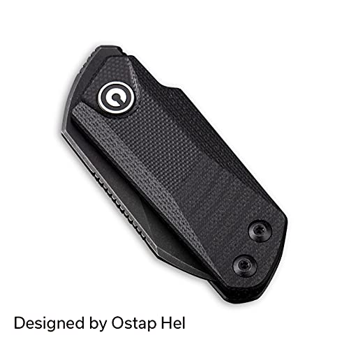 CIVIVI Ki-V Front Flipper Pocket Knife, Double Detent Slip Joint Small Folding Knife with Deep Carry Pocket Clip For Easy EDC C2108B (Black)