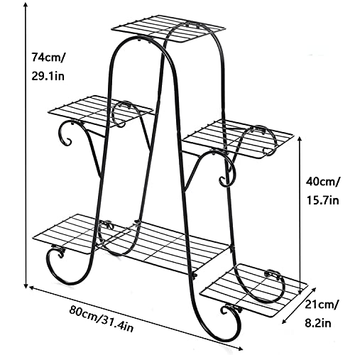 Nisorpa 6 Tier Plant Stands for Indoor and Outdoor, Metal Plant Stand Shelf, Flower Pot Holder Shelf for Multi Plants, Multilayer Potted Planters Display Rack L31.5 x H29.13 x W8.27in