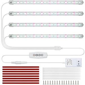 white grow light strips for indoor plants, moya std 16in 6000k t5 plant light full spectrum cabinet grow lamp with 240 white & red leds, auto on/off 3/6/12h timer & 5 brightness for houseplants