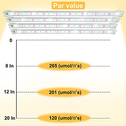 White Grow Light Strips for Indoor Plants, Moya Std 16in 6000K T5 Plant Light Full Spectrum Cabinet Grow Lamp with 240 White & Red LEDs, Auto ON/Off 3/6/12h Timer & 5 Brightness for Houseplants