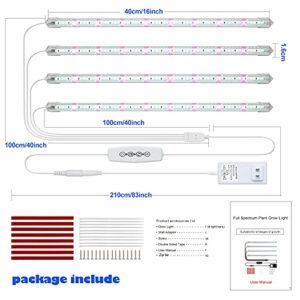 White Grow Light Strips for Indoor Plants, Moya Std 16in 6000K T5 Plant Light Full Spectrum Cabinet Grow Lamp with 240 White & Red LEDs, Auto ON/Off 3/6/12h Timer & 5 Brightness for Houseplants