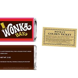 Miniature Candy Bar Wrapper and Mini Golden Tickets - 48 wrappers and golden tickets (candy not included)