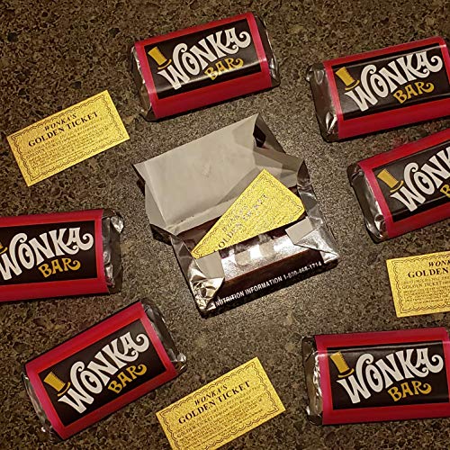 Miniature Candy Bar Wrapper and Mini Golden Tickets - 48 wrappers and golden tickets (candy not included)